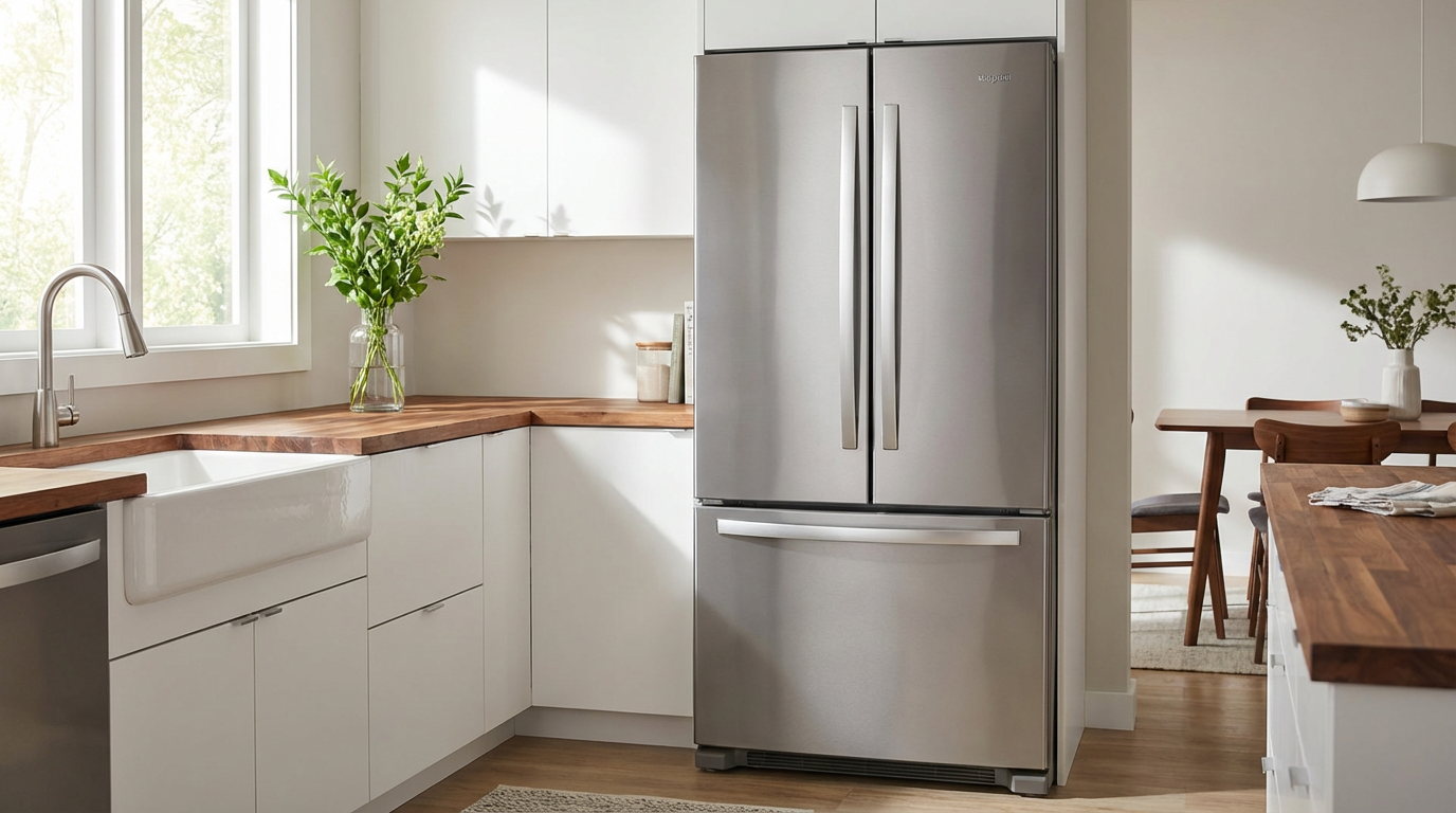 Forno B0BLK6KTZY — Forno Salerno 36" Side-by-Side Refrigerator and Freezer with 20 Cubic Ft.- Stainless Steel French Door Built-In Ice Maker Fridge