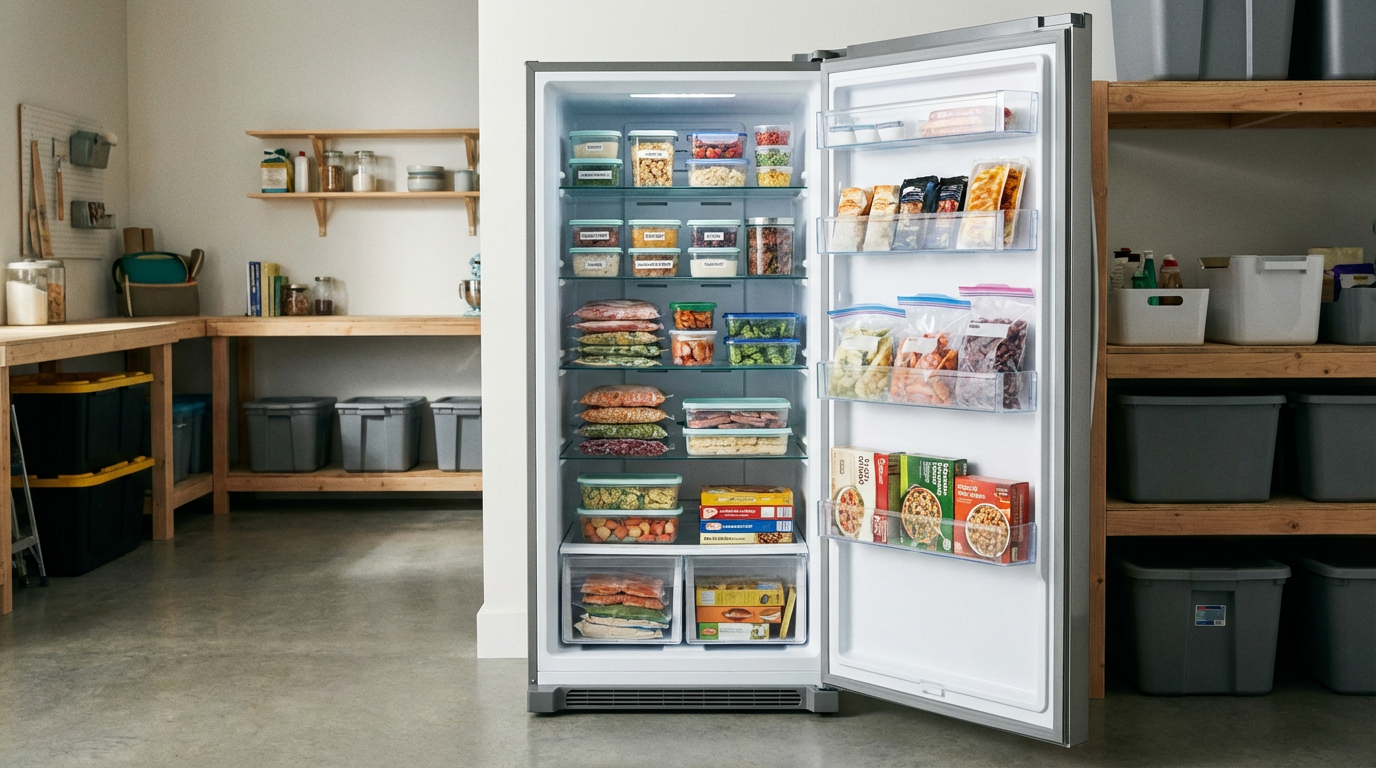 Danby B08TJ15DP6 — Danby Designer Danby DUFM085A4BSLDD-6 8.5 Cu.Ft. Garage Ready Upright Freezer with 5 Shelves, Mechanical Thermostat and Manual Defrost, Energy Star Rated