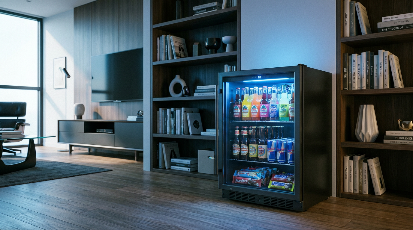 Frigidaire B0FKQP9G4C — Frigidaire Retro Compact Refrigerator with Glass Door, 3.2 cu ft Countertop Fridge, Rounded Corners, Premium, for Office, Bedroom, Dorm Room, Cabin