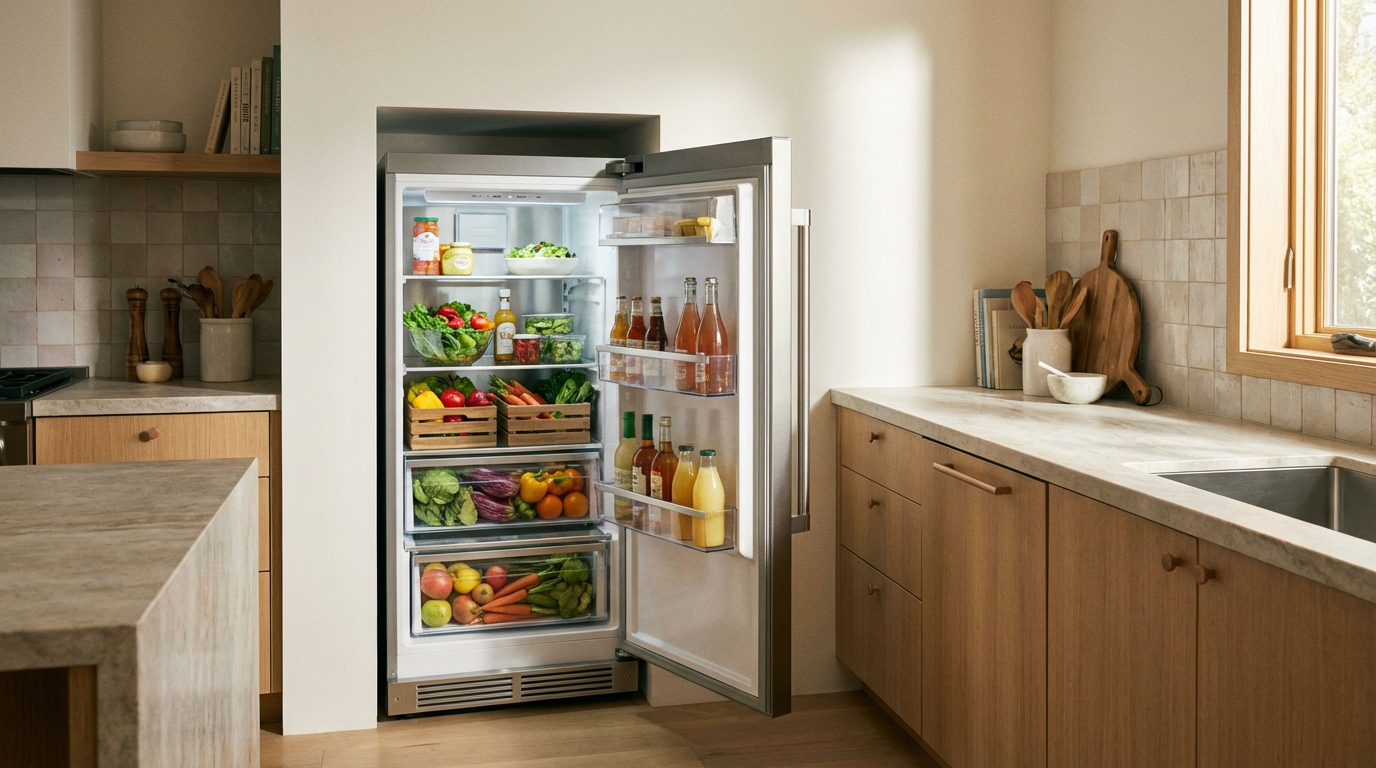 Upstreman B0CMC1SPDK — Upstreman 4.0 Cu.Ft. Mini Fridge with Freezer, Dorm Essentials, Double Door Small Refrigerator for Office, Dorm, Bedroom, Adjustable Thermostat, Large Capacity, Black-BR401