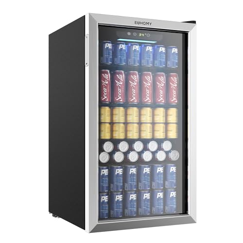 EUHOMY Beverage Refrigerator Cooler, 130 Can Mini Fridge with Glass Door for Soda Beer or Wine | Fridge.com
