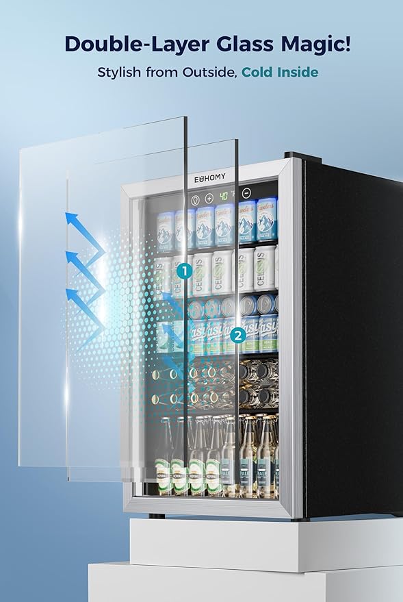 EUHOMY 4.5 Cu.ft Beverage Refrigerator and Cooler