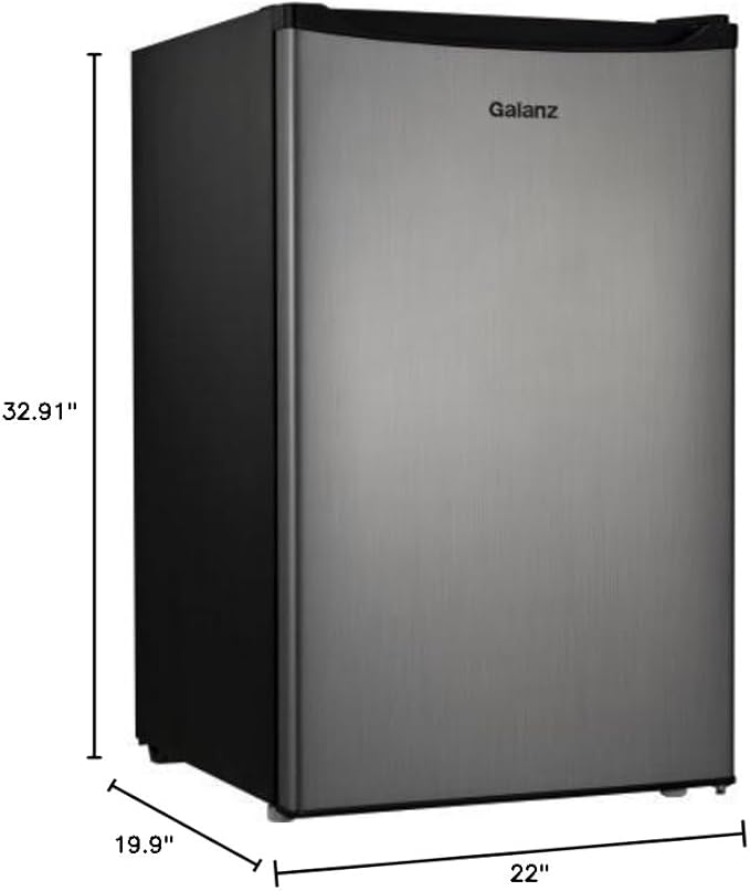 Galanz 4.3 cu ft Compact Single-Door Refrigerator, (Stainless Steel)