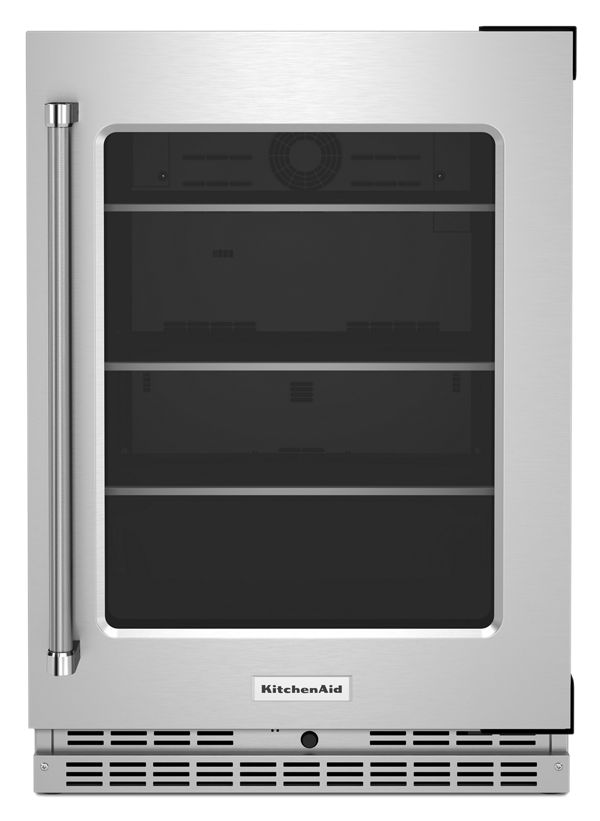 KitchenAid 24" Undercounter Refrigerator w/ Glass Door & Shelves Metallic Accents in Steel KURR314KSS | Fridge.com
