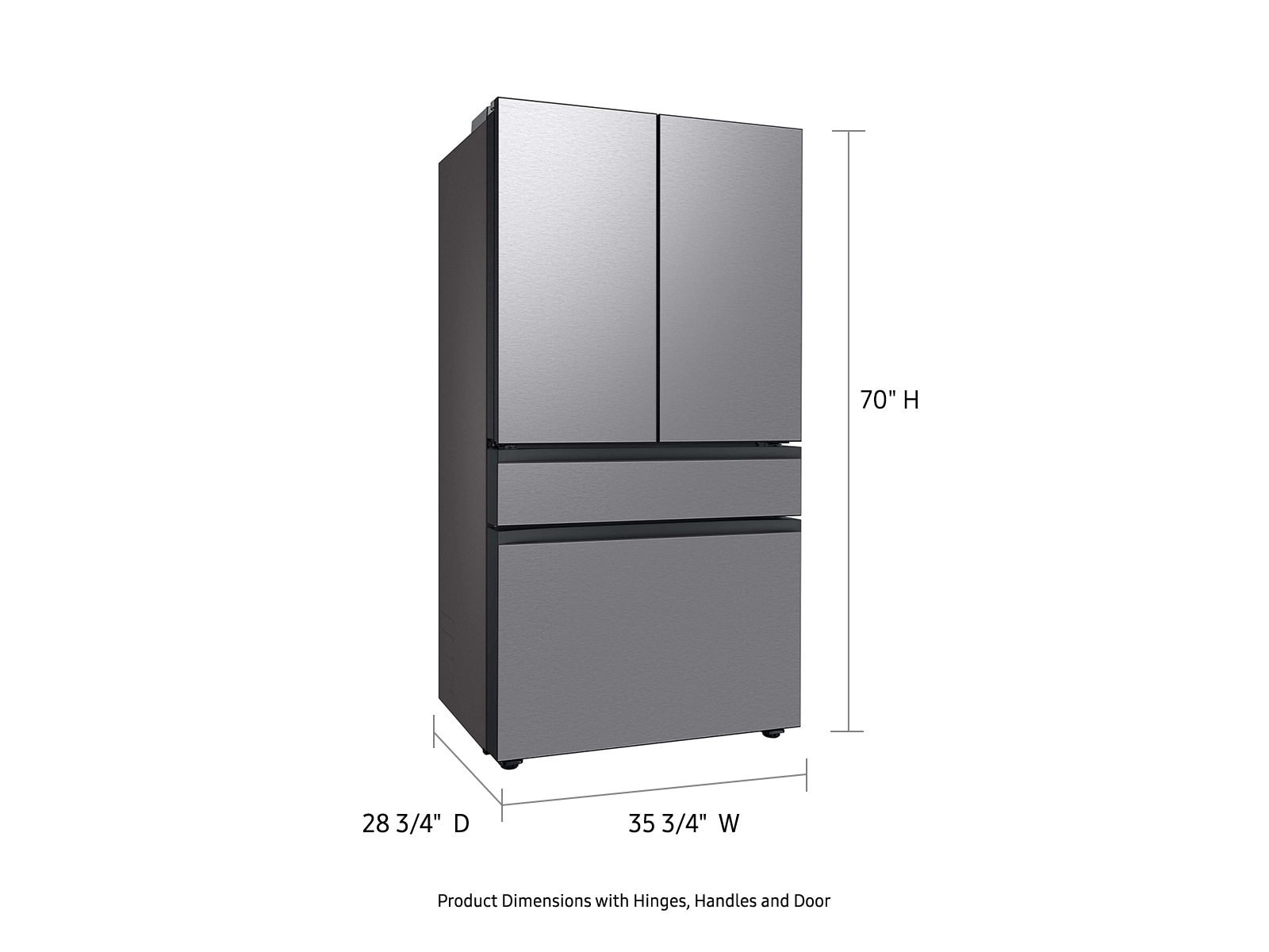 Samsung Bespoke 4-Door French Door Refrigerator (23 Cu. Ft.), Panels Not Included on Fridge.com - View 4