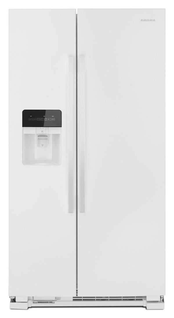 Whirlpool Amana 36 in. Side-by-Side Refrigerator with Dual Pad External Ice and Water Dispenser in White 25 cu. ft | Fridge.com. | Fridge.com